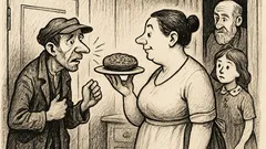 Anekdote: Ubags klauvē pie durvīm...