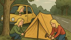 Joks: Divas blondīnes dodas pārgājienā