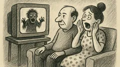 Joks: Vīrs un sieva skatās šausmu filmu...