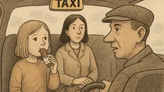 Anekdots: Meitenīte taksometrā ēd šokolādi kopā ar mammu