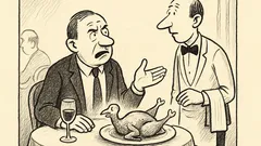 Joks: Oficiant, šis cālis ir tik slikti cepts…