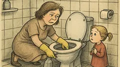 Anekdots: Mamma mazgā tualeti, Alinuta jautā...