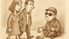 Joks: Vīrs saka sievai par aklo ubagu