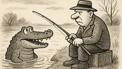 Joks: Makšķernieks stundām sēž, piepeld krokodils...