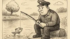 Joks: Policists makšķerē un noķer zelta zivtiņu