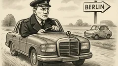 Joks: Štirlics pēc uzdevuma brauc ar Mersedesu