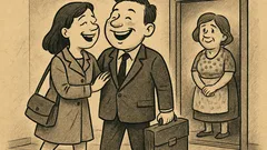 Joks: Jaunlaulātie atgriežas mājās no darba...