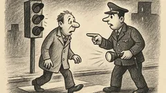 Anekdots: Policists aptur gājēju pie sarkanā