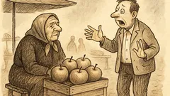 Anekdots: Vecmāmiņa tirgū pārdod Černobiļas ābolus