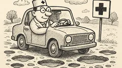 Joks: Ārsti slavē mūsu ceļu bedres