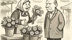 Anekdots: Tirgū ziedu pārdevēja pienāk pie vīrieša