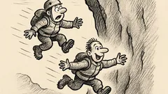 Anekdote: Divi alpīnisti krīt bezdibenī…