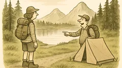 Anekdote: pāris devies pārgājienā pie dabas