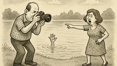 Joks: Bulamēris fotografē, sieva kliedz: mamma slīkst!