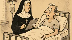 Joks: Vīrietim sirdslēkme, pie gultas mūķene