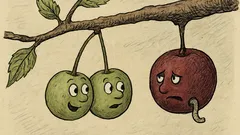 Anekdots: Divas zaļas ķiršogas sēž zarā