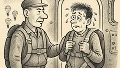 Anekdots: Instruktors ierauga trīcošu izpletņlēcēju