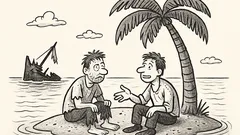 Joks: Divi kuģa avārijas izdzīvojušie uz vientuļas salas