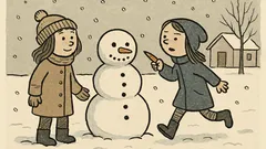 Anekdots: Divas meitenes taisa sniegavīru