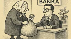 Joks: Bankā ienāk kāda vecenīte izņemt naudu