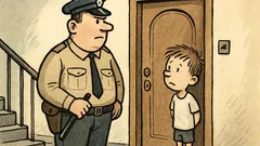 Joks: Trepjutelpā pie durvīm stāv policists