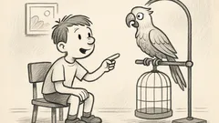 Anekdots: Jānītis māca papagaili runāt
