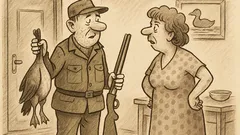 Joks: Mednieks pārrodas mājās no pīļu medībām