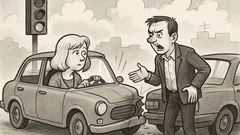 Joks: Pie luksofora gaišmate ietriecas mašīnā