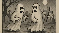 Anekdote: Divi spoki dodas pastaigā kapsētā