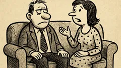 Joks: Uz dīvāna sēž vīrs un sieva...