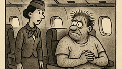 Joks: Stjuarte jautā satrauktam pasažierim lidmašīnā