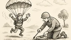 Joks: Desantnieks izpletni never vaļā un krīt