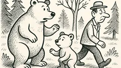 Joks: Lāču tēvs māca mazo lācēnu mežā